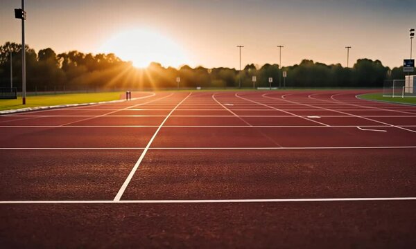 Athletics track with obstacles.