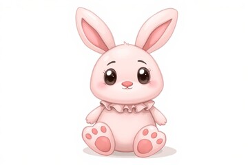 Obraz premium cartoon rabbit sitting on the ground with a bow around its neck