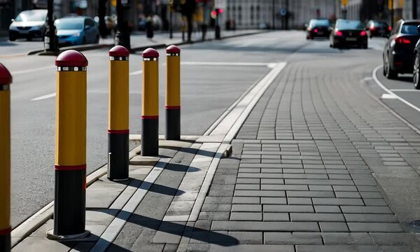Bollards on a city street.