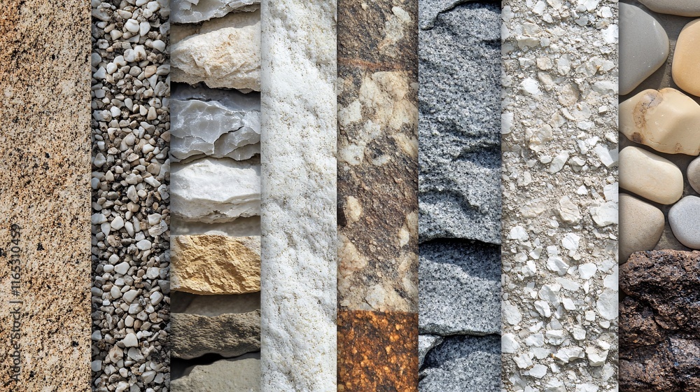 Poster Collection of stone and rock textures showing variety of colors and patterns
