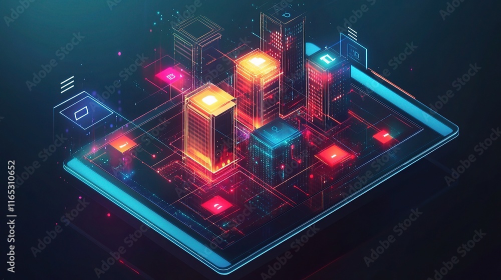 Aufkleber digital smart home automation concept with iot technology