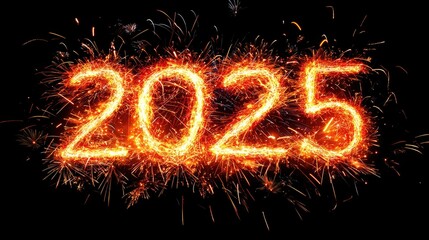 2025 New Year Sparkler Fireworks Celebration New Year celebration, festive countdown, fireworks and sparklers., happy new year 2025 concept.AI. 