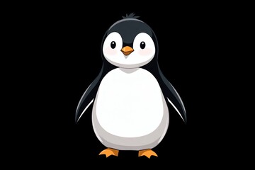 Naklejka premium penguin with black and white feathers standing in front of a black background