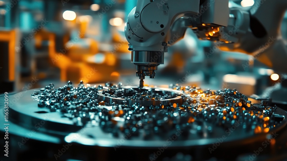 Poster robotic arm assembling small components in a precision environment
