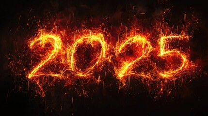 Fototapeta premium 2025 New Year Sparkler Fireworks Celebration New Year celebration, festive countdown, fireworks and sparklers., happy new year 2025 concept.AI. 