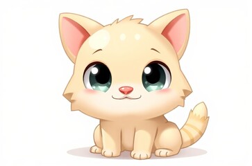 cartoon cat with big eyes sitting on the ground