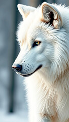 Obraz premium Portrait of a white wolf, 3d illustration