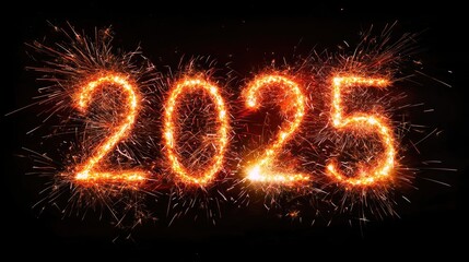 2025 New Year Sparkler Fireworks Celebration New Year celebration, festive countdown, fireworks and sparklers., happy new year 2025 concept.AI. 