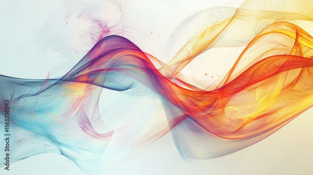 Poster dynamic flowing waves of colorful light abstract artwork digital art modern aesthetic soft backgroun