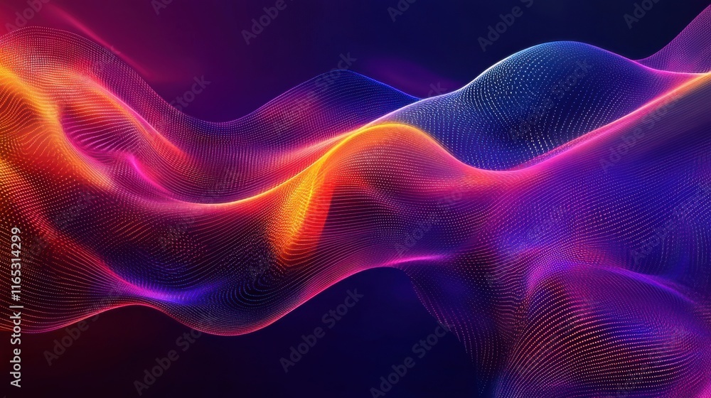 Aufkleber dynamic flow of colorful waves abstract digital art vibrant visuals digital environment artistic per