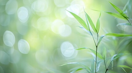 Gentle breeze moves delicate bamboo leaves serene nature scene soft focus peaceful environment close-up view tranquility concept