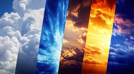 Different times of day showing weather changing from dawn till dusk