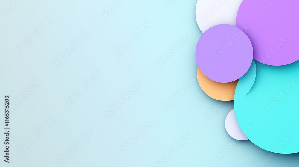 Poster abstract design with colorful circles on a soft background.
