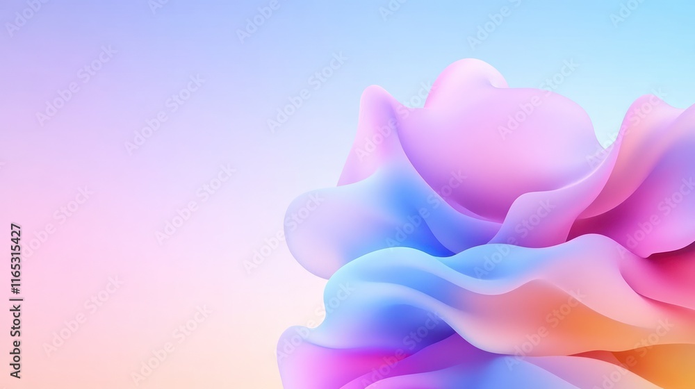 Poster abstract colorful waves in soft gradients for digital backgrounds.