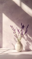 An open space with a soft lavender backdrop, evoking calm and elegance for a product presentation