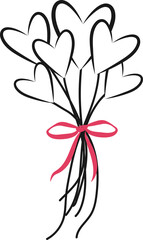 Obraz premium Hand-Drawn Heart-Shaped bouquet with Ribbon
