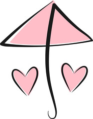 Hand-Drawn Heart-Shaped Matching umbrella to be lesbian couple