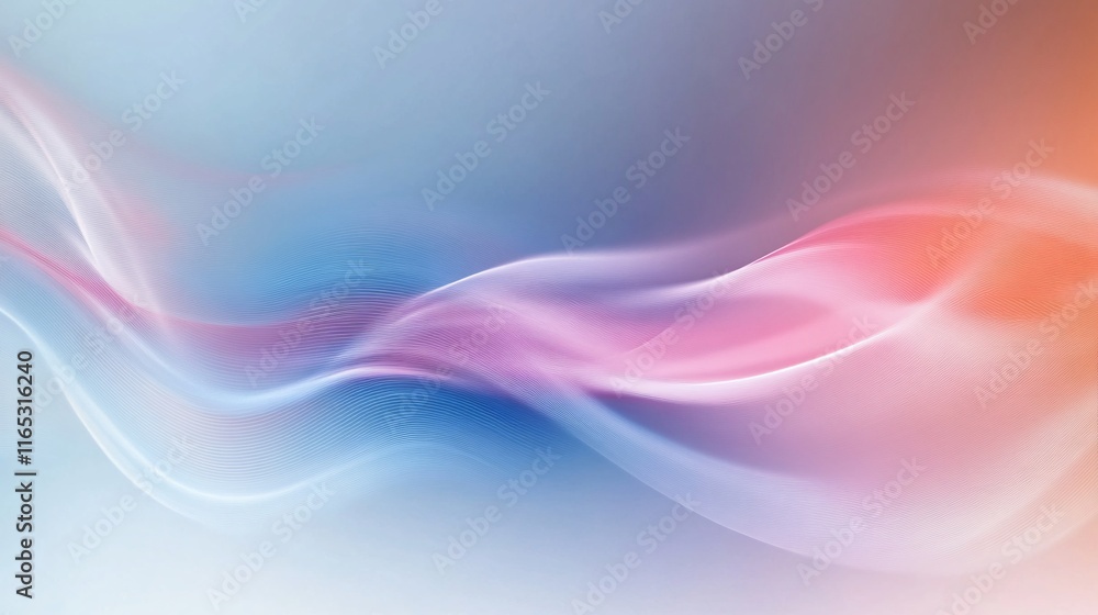 Poster Abstract pastel colored waves flowing seamlessly creating smooth lines and curves