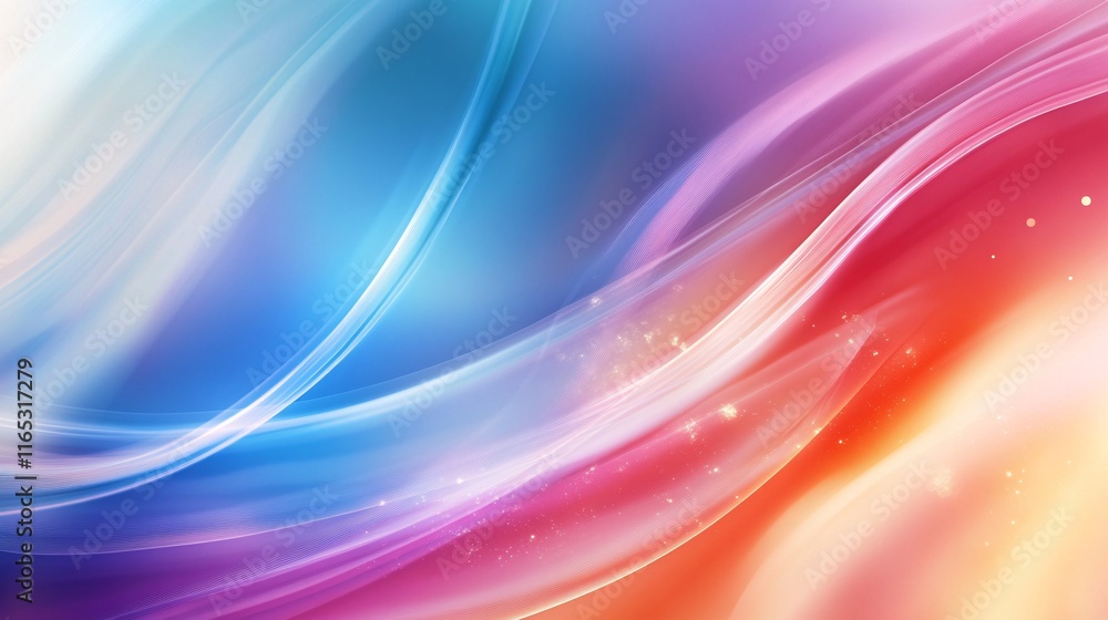 Poster Colorful abstract lines flowing across gradient background
