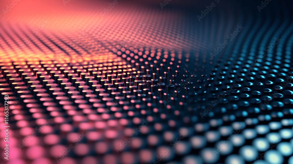 Poster Abstract background showing a futuristic grid surface changing from warm to cold colors