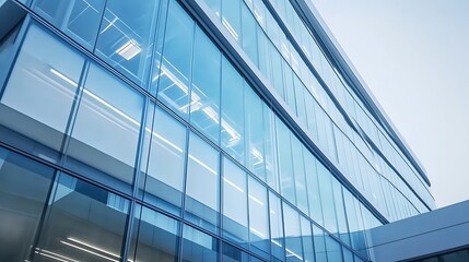 Modern Office Building with Large Glass Windows and Sleek Design