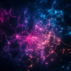 Obraz premium blurred abstract shapes with glowing neon effects on a dark background