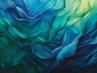 Obraz premium dynamic wave-like forms with smooth blending of blue and green tones