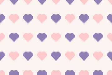Pixel Heart Pattern  - Retro Style, Pink Love Theme, Valentine's Day Design for Crafts, Graphics, and Mosaic Embroidery Work