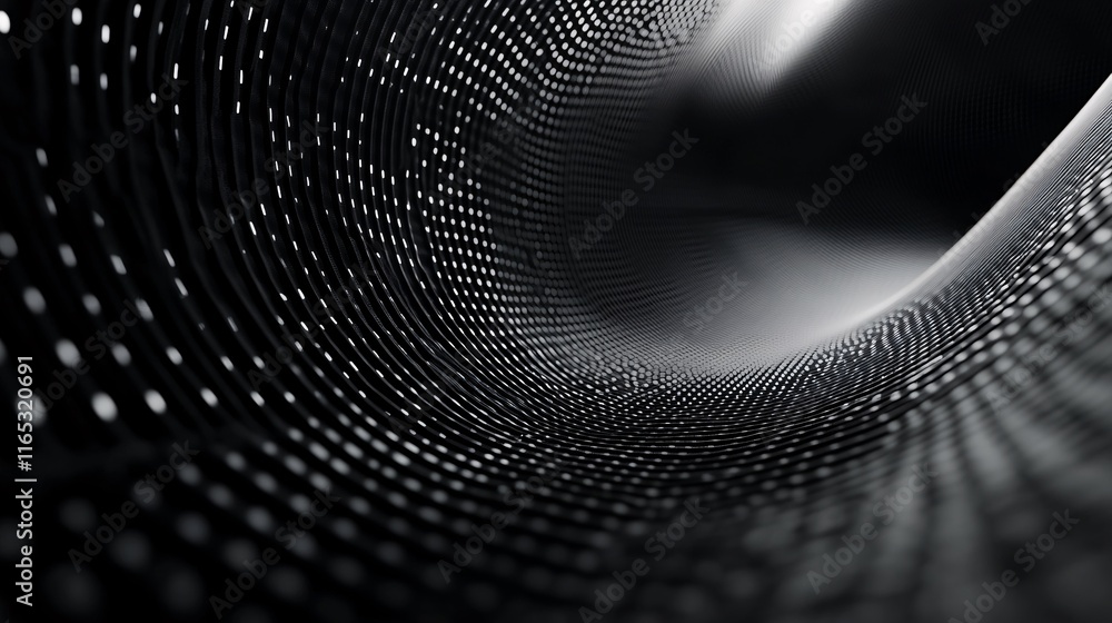 Poster Abstract dark wormhole tunnel grid structure moving forward