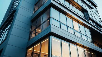 Fototapeta premium Modern Glass Clad Office Building with a Stylish Architectural Design