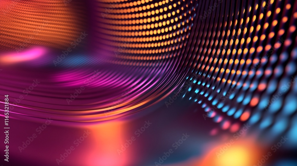 Poster Abstract colorful wavy surface with glowing dots creating modern background design