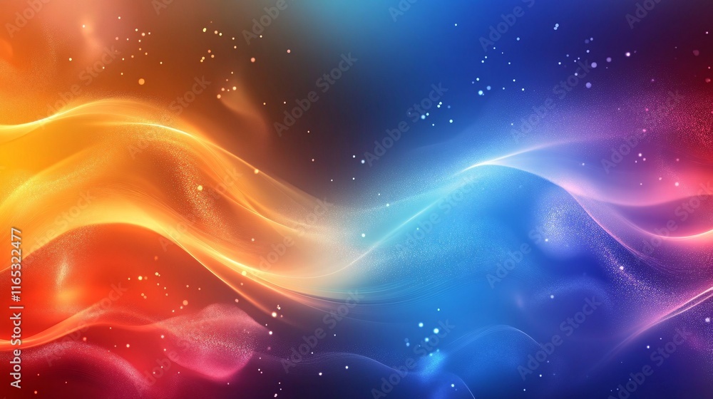 Poster Abstract warm and cold energy flows creating a colorful background