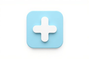 Fototapeta premium a close up of a blue and white button with a plus on it