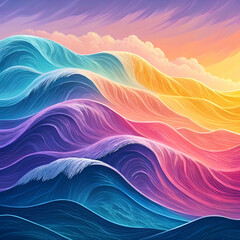 Obraz premium colorful fluid waves abstract gradient color back