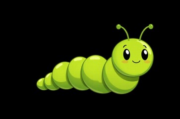 cartoon green caterpy insect with a smile on its face