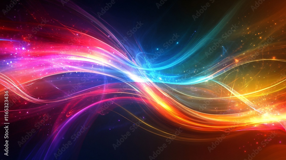 Poster colorful abstract wavy lines background creating vibrant energy flow