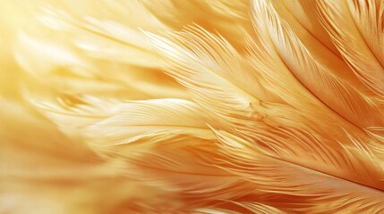 Soft and Delicate Golden Feathers on a Gentle Background with Warm Hues and Texture