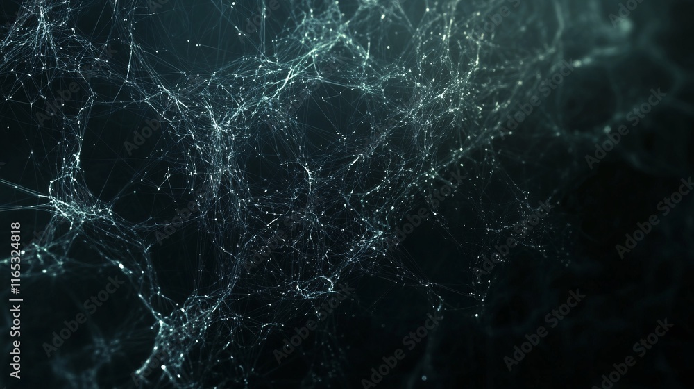 Poster Abstract network lines and nodes connecting on dark background