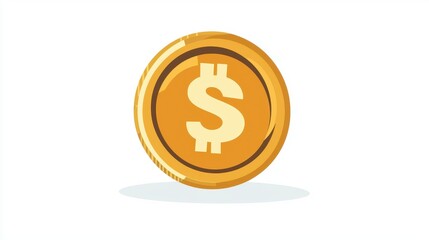 Obraz premium Bright and Vibrant Illustration of a Gold Coin with a Dollar Sign, Perfect for Representing Wealth, Finance, Economy, Investment, and Currency Themes