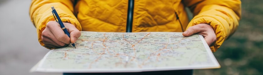 Naklejka premium Guide execution with strategic map, navigation 