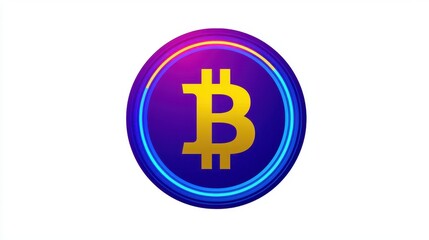 Obraz premium Golden Bitcoin Symbol on Vibrant Background Representing Cryptocurrency, Digital Finance, Blockchain Technology, and Modern Investments in a Futuristic Design