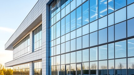 Obraz premium Stylish Glass Windows Complement the Sleek Lines of an Office Building