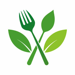 Leaf Handle Fork and Spoon Vector Design