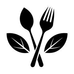 Leaf Handle Fork and Spoon Vector Design