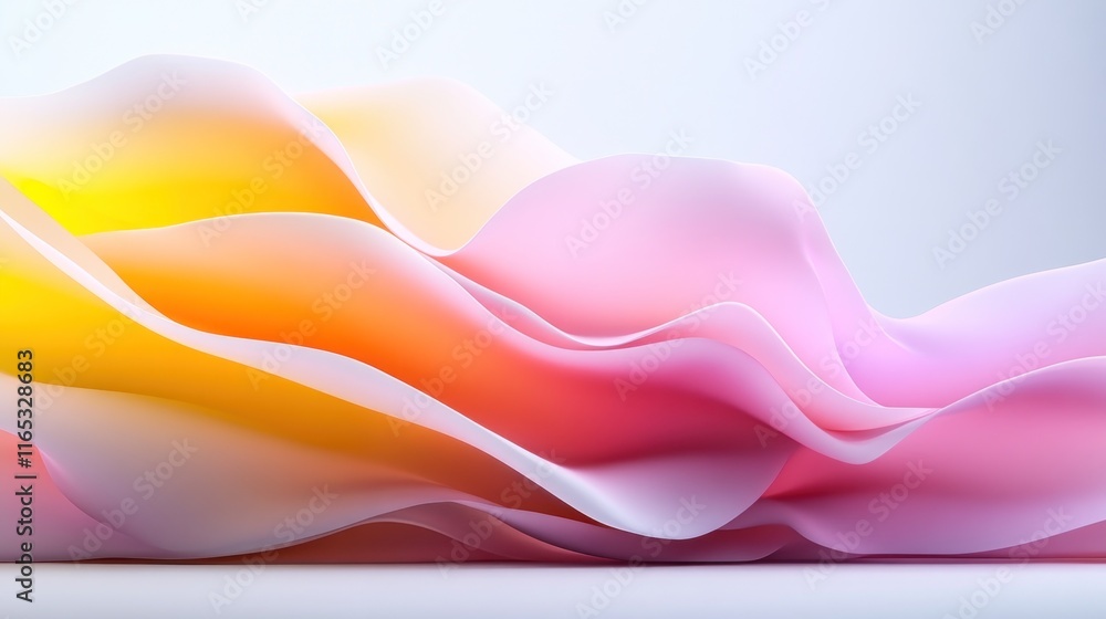 Poster abstract flowing waves in soft pastel colors creating a serene effect.