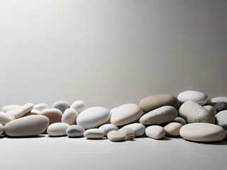 Smooth pebbles arranged in a minimalist zen style.