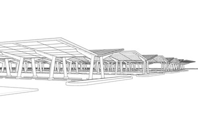 Fototapeta premium 3D illustration of parking and carport