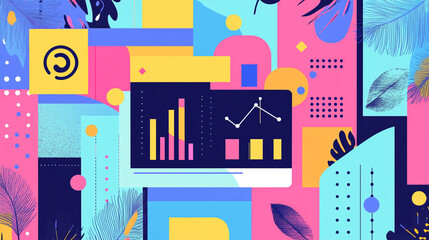 Abstract background with various geometric elements and lines, modern business concept abstract background, marketing research development planning management strategy analysis accounting business.