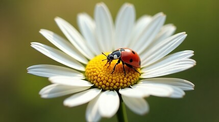 Ladybug on Daisy Flower