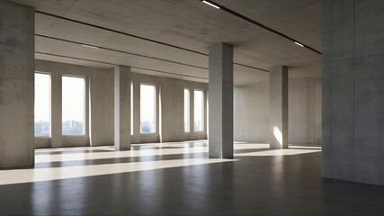 a large room with many windows
